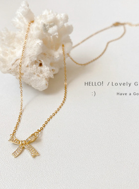 轻奢钛钢蝴蝶结项链女ins风韩国气质小众设计感锁骨链女百搭颈链