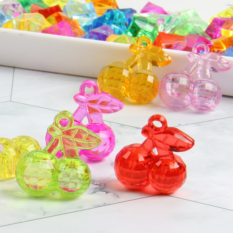儿童亚克力水晶串珠diy卡通提包儿童游玩饰品切面樱桃吊坠