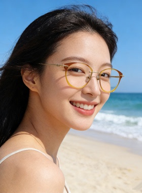 YEIN魅影F-9291渐变黄色高端轻奢超轻质感近视眼镜框架工厂定制