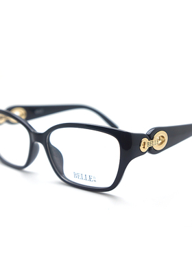 百年BeLLE丽质BL5076 经典亮黑金属板材结实耐用近视眼镜框架配镜