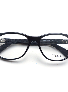 百年BELLE BL5097丽质黑色经典皮革腿低调奢华眼镜框架 实体配镜