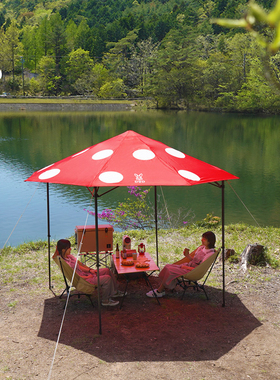 日本DOD户外遮阳蓬 红色蘑菇TT5-928-RD 遮阳伞天幕