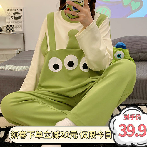 淳织芯女纯棉三眼仔卡通套装
