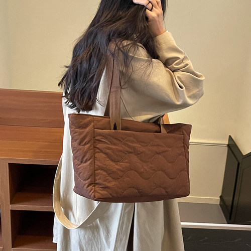 充棉托特包适合通勤的单肩布包女