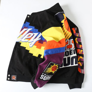 杜戴克2024新款 NBA太阳队棒球服男女潮牌保罗外套宽松加厚夹克