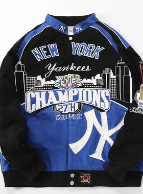 dudack杜戴克2024秋冬新款机车服男女潮牌棒球服加厚拼接外套夹克