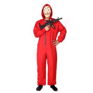 万圣节二季纸钞屋角色扮演服装金钱抢劫红色小丑连体服纸钞屋面具