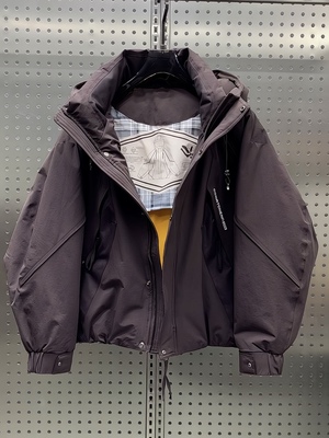 冬季新款工装连帽羽绒服男潮牌宽松百搭加厚白鸭绒外套防寒冲锋衣