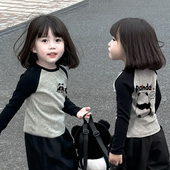 春秋打底衫 女童长袖 上衣 儿童韩版 洋气常规插肩袖 T恤2024秋装 新款