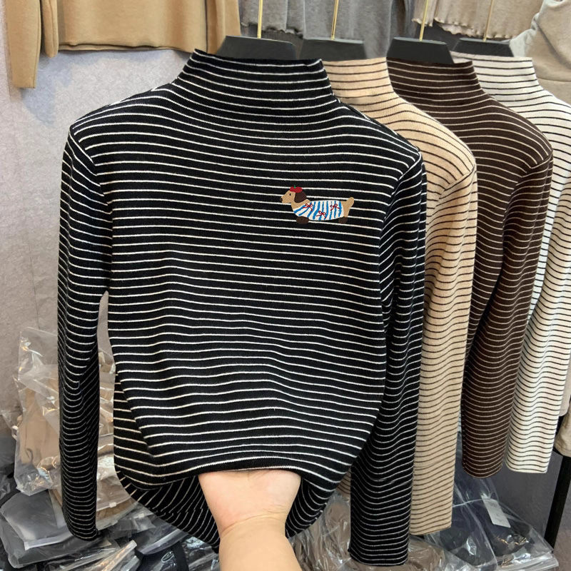 男女童半高领德绒T恤加厚打底衫秋冬内搭中大童儿童宝宝保暖上衣