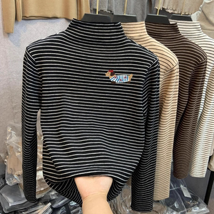 男女童半高领德绒T恤加厚打底衫秋冬内搭中大童儿童宝宝保暖上衣