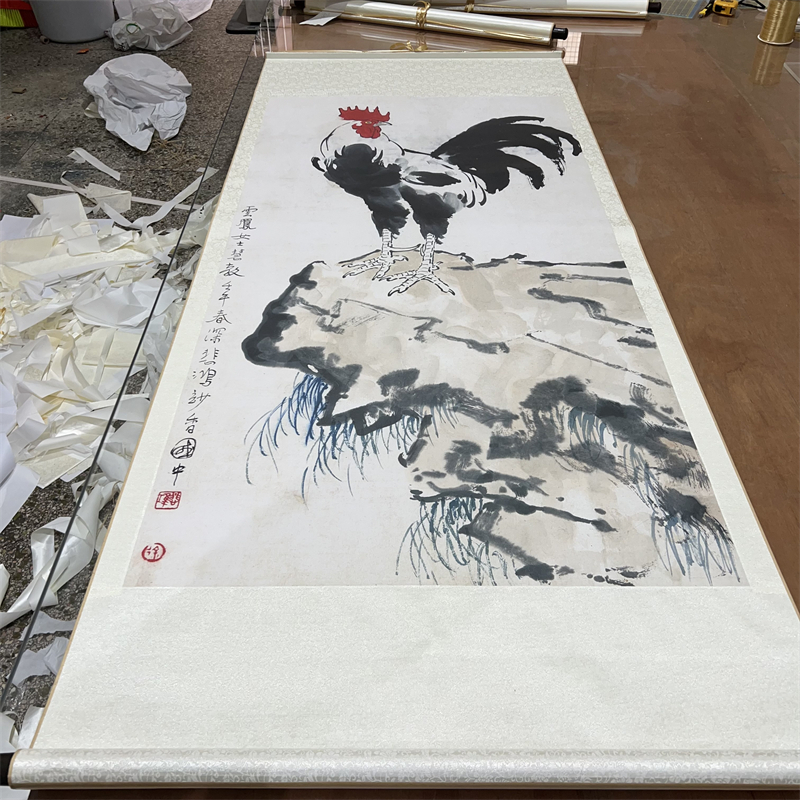 徐悲鸿 雄鸡图 近现代名家字画国画艺术微喷复制装饰画高档挂画图片