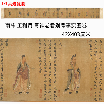 南宋 王利用 写神老君别号事实图卷纳尔逊美术馆藏人物画国画装裱