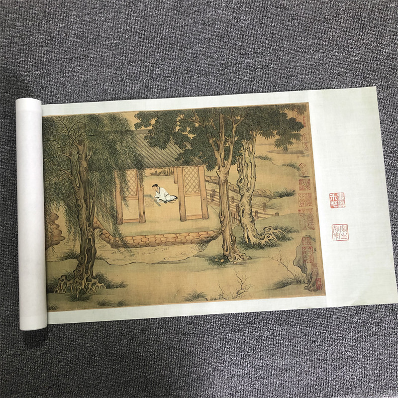 仇英 独乐园图 美国克利夫兰美术馆藏画真迹高清画微喷复制装饰画