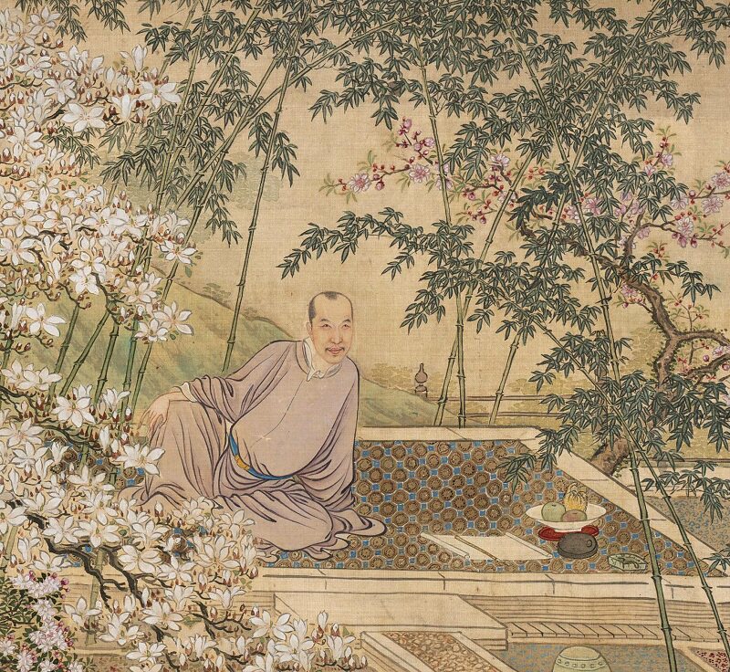 清禹之鼎《春泉洗药图》仿古工笔人物国画高清复制临摹学习装饰画