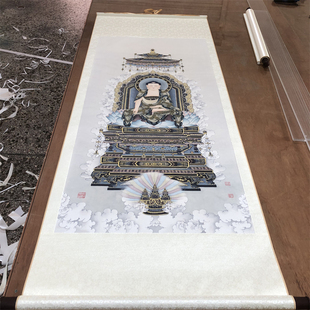 夏荆山 释迦摩尼编号158名家立轴佛像国画微喷复制高清装饰画临摹