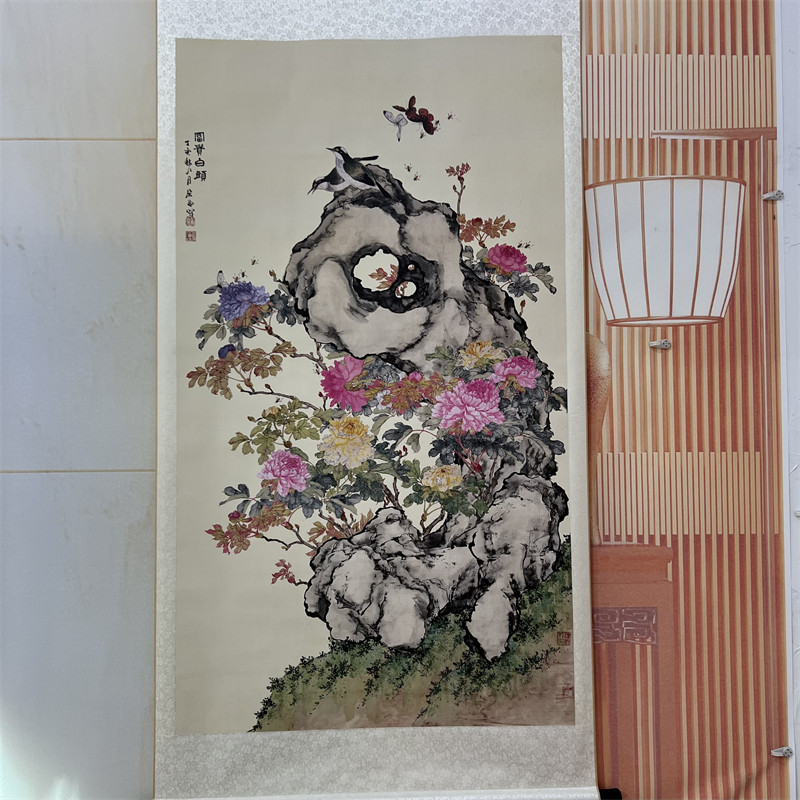 清代 居廉 富贵白头图仿古工笔花鸟画国画微喷复制装饰画学习临摹