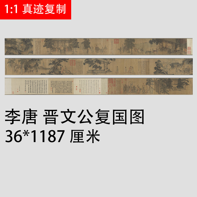 李唐 晋文公复国图 南宋工笔人物画国画手卷装裱微喷装饰画临摹
