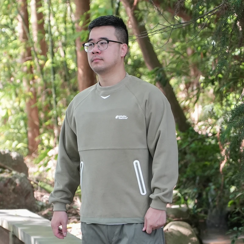 民生铺子男秋季日系潮牌拉链口袋重磅卫衣胖子宽松休闲套头上衣