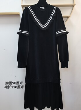 法式荷叶边连衣裙灯芯绒裙子小香风连衣裙春秋冬外套女赫本风裤子