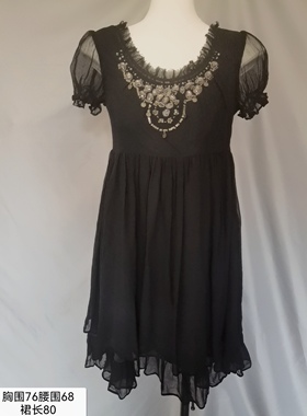 旅行连衣裙法式真丝黑色碎花赫本风蕾丝网纱仙仙小飞袖高级感长裙