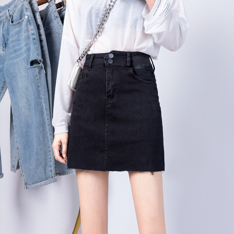 不规则高腰显瘦牛仔短裙女半身裙2020年新款弹力百搭a字包臀裙裤