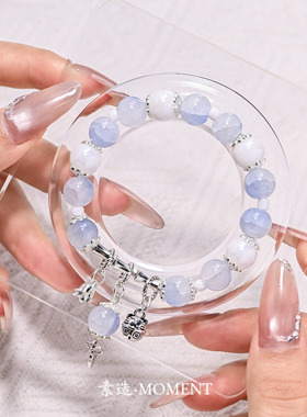 国风冰裂玉碎琉璃珠手链