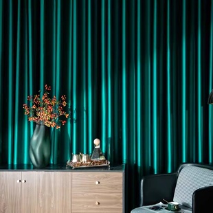 高精密贡锦缎网红直播间背景窗帘全遮光轻奢风客厅卧室免打孔窗帘