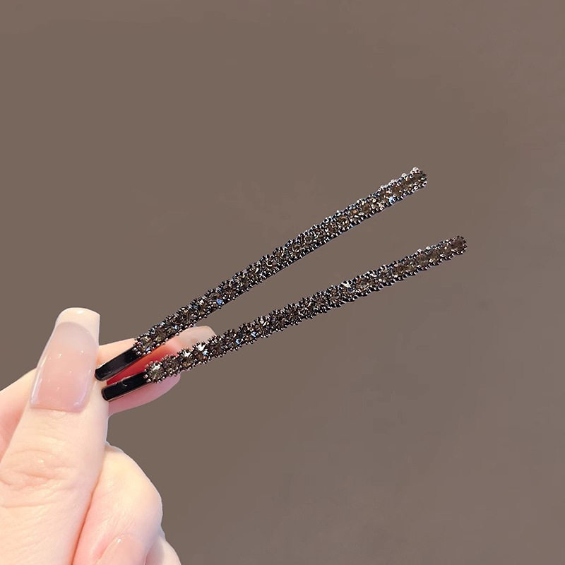 韩系新款气质简约水钻侧边对夹时尚百搭刘海碎发一字边夹发夹夹子