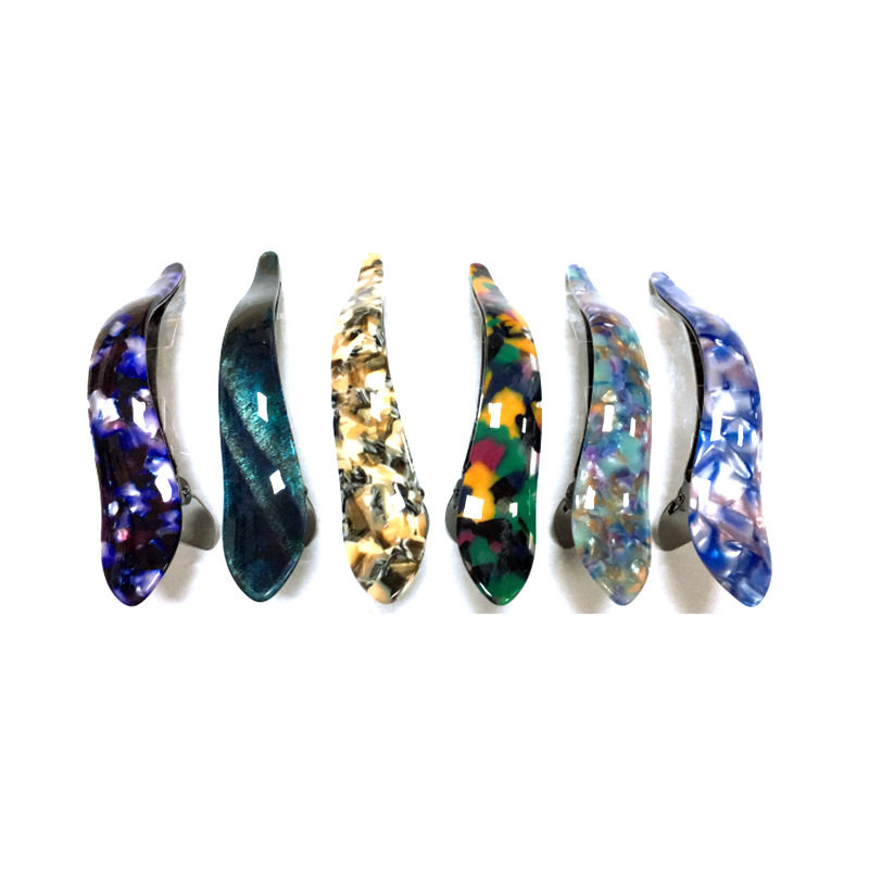 欧美跨境琉璃发卡气质优雅碎发刘海夹纯色百搭一字夹醋酸板材