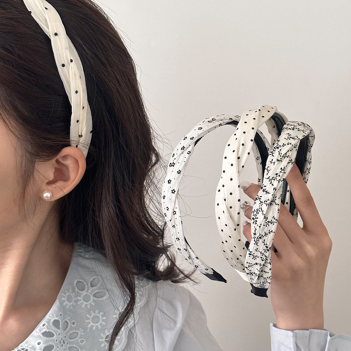 韩国温柔女主角扭扭麻花春日发箍日常碎花甜美复古发饰法式头箍女