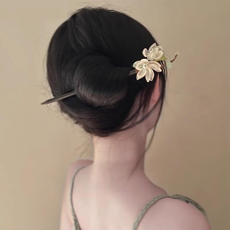 玉兰花木簪汉服古风配饰发簪女式后脑勺盘发气质旗袍简约簪子发饰
