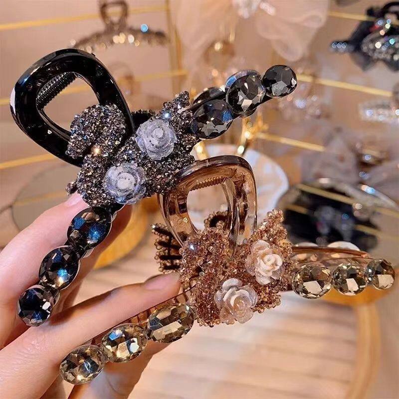 发饰韩版精致ins发夹天鹅山茶花爆款大号鲨鱼夹中长发