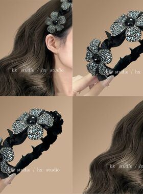 【花坞里】丝绒立体花卉轻奢发箍感精致时尚头箍发卡发饰