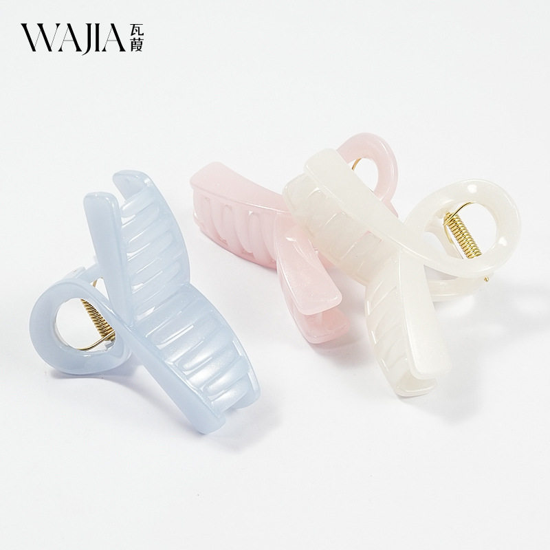 wjia新款春季甜美糖果色发夹女款简约感又字型鲨鱼夹发饰发夹