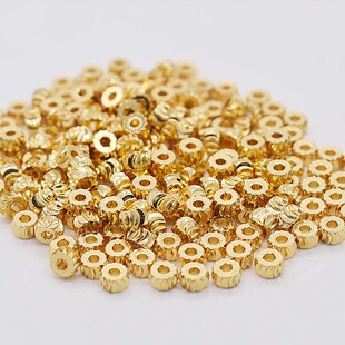 diy手工饰品美国镀14K金珠散珠光面圆珠脚手链配件隔珠转运切边珠