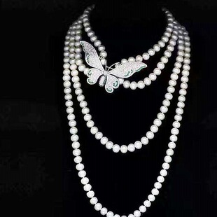 DIY配件 银镀18K金微镶钻蝴蝶胸针 天然珍珠胸花别针胸饰项坠空托