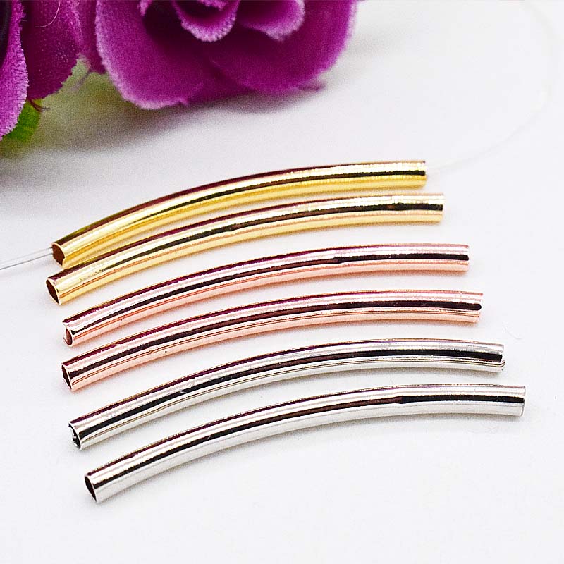 925半银DIY配件素银弯管手工手串佛珠手链泰银银饰小管材料玫瑰色