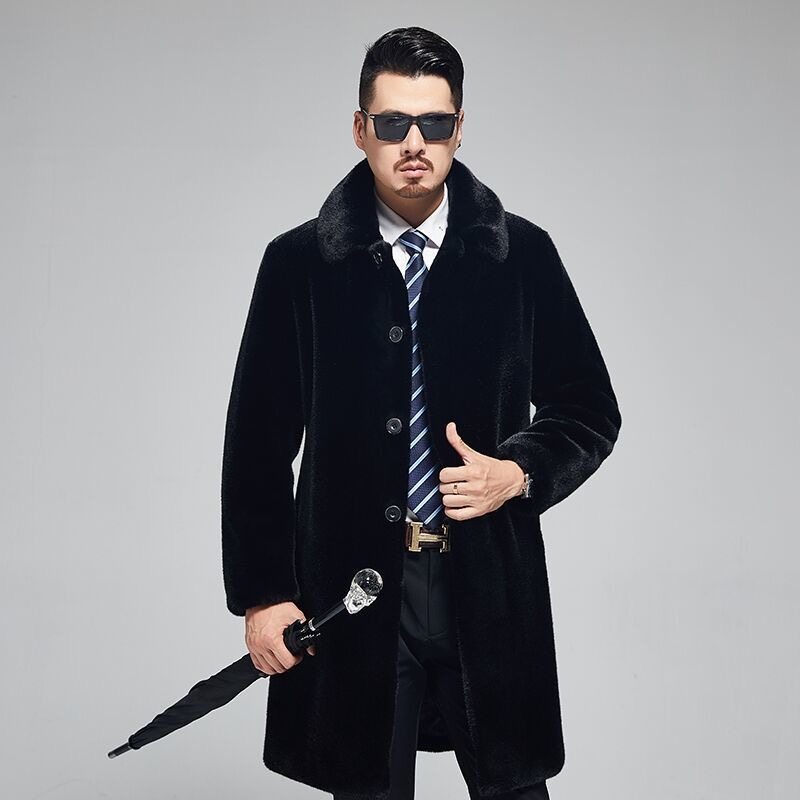 冬季新款水貂皮草外套男仿貂中长款貂皮大衣中老年爸爸装皮草外套,男装,皮草,淘宝优惠券,粉丝福利购,淘宝优惠卷