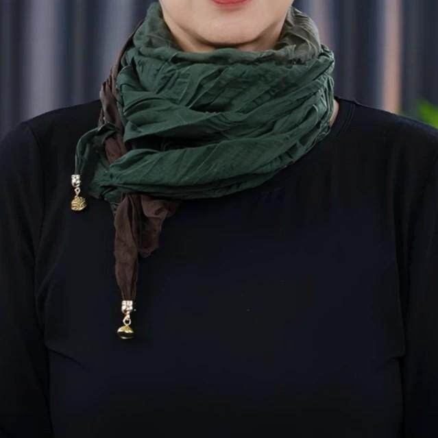 2025韩版春款时尚百搭渐变色高级感磁扣方巾棉麻褶皱围巾护颈围脖