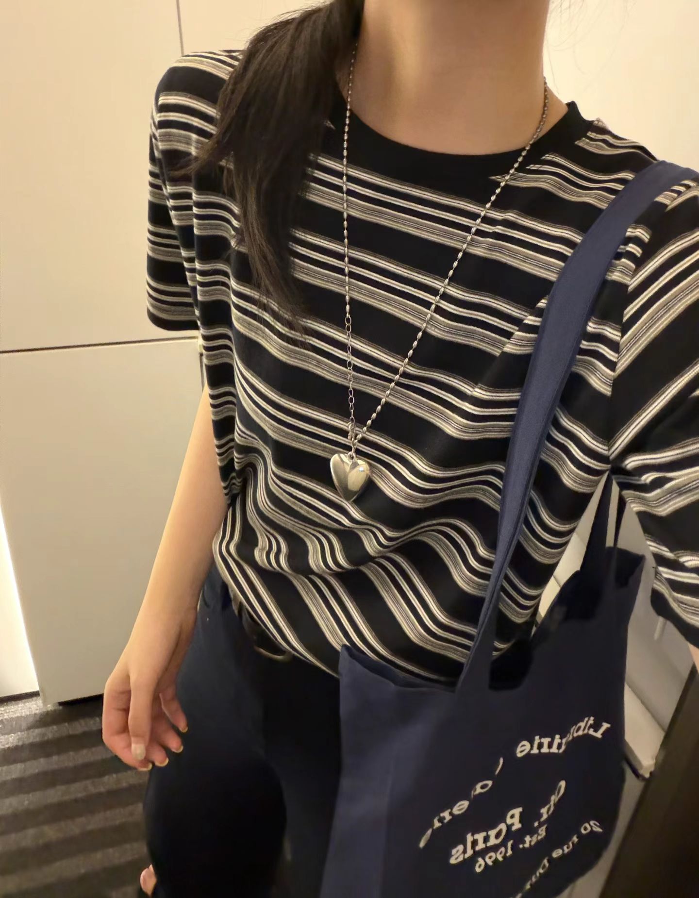 韩国东大门正品女装2026秋冬季新款百搭显瘦拼色条纹短袖T恤上衣