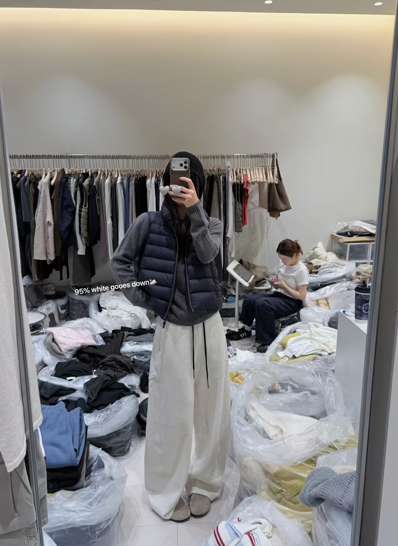 韩国东大门正品女装2026新款百搭显瘦针织拼边鹅绒羽绒服马甲背心