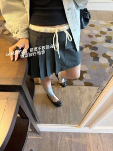 高品质均码 韩国东大门正品 新款 秋冬季 拼色抽绳百褶半身裙chic 女装