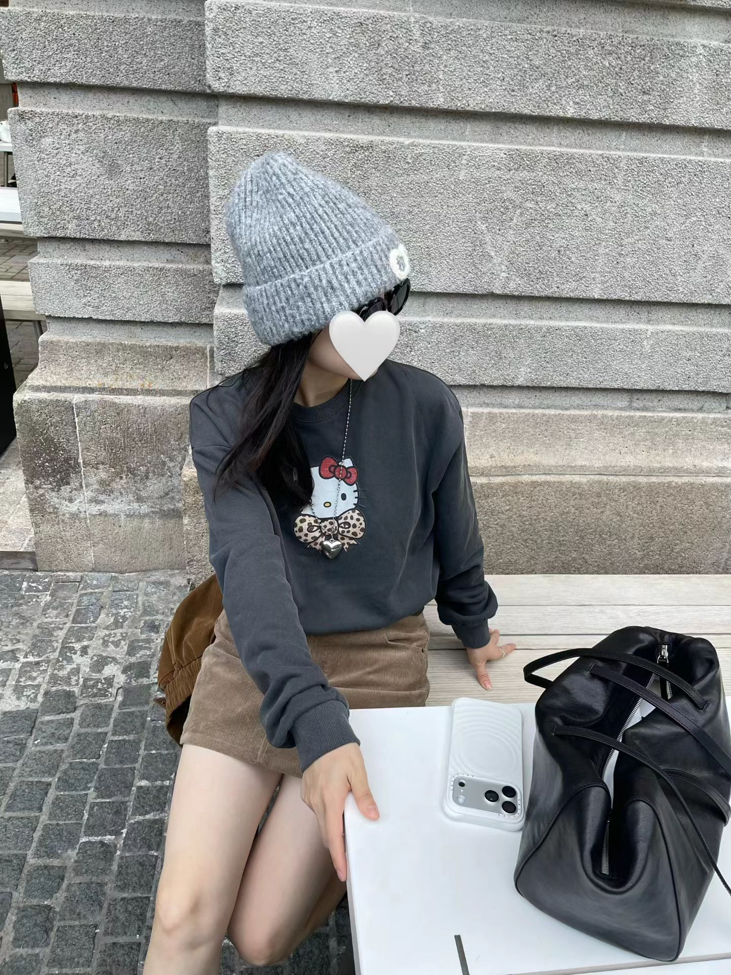 韩国东大门正品女装2026秋季新款圆领短袖可爱猫咪休闲百搭卫衣
