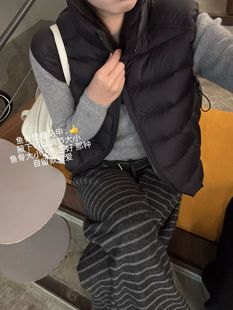 韩国东大门女装立领拉链下摆袖口可以收的排骨马甲羽绒服外套