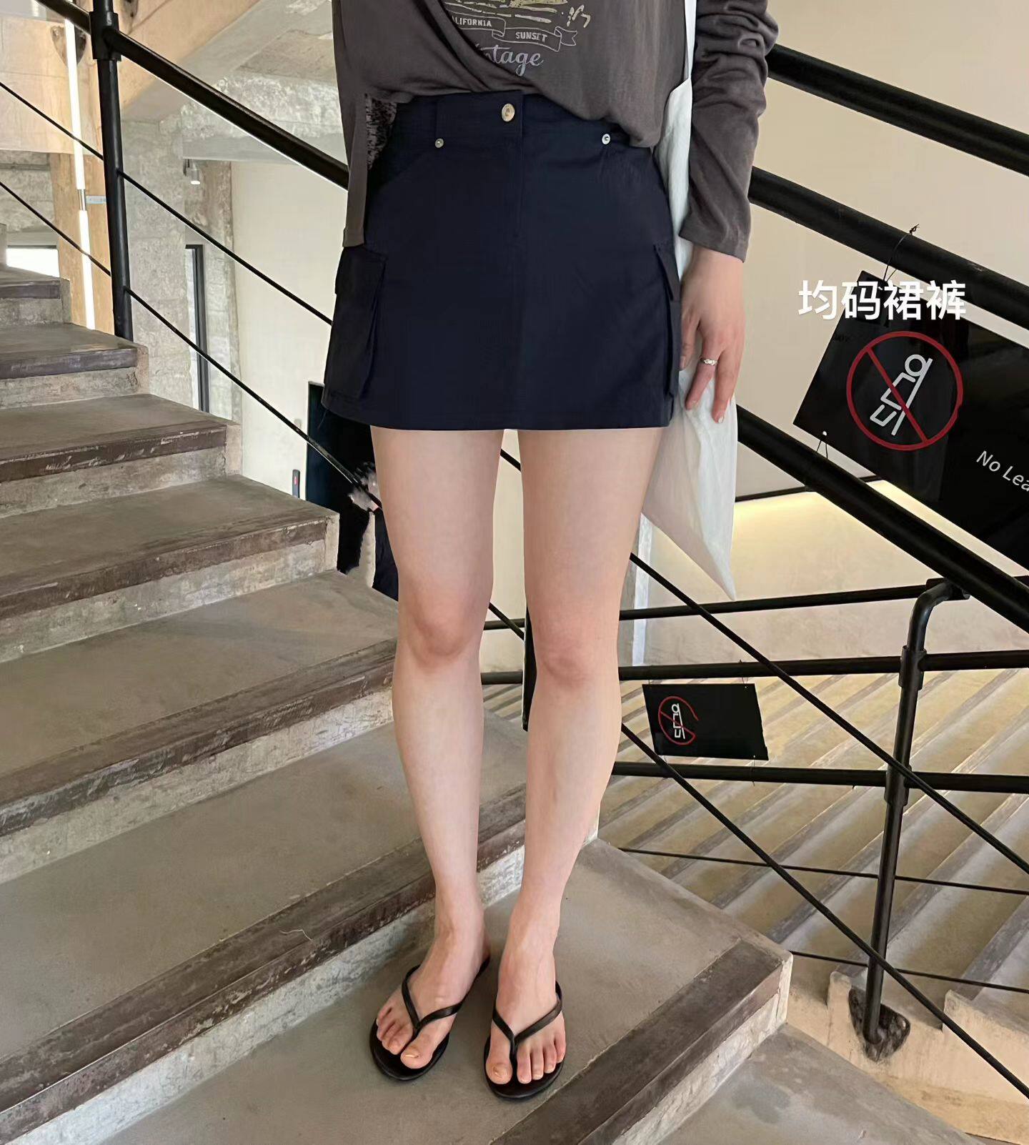 韩国东大门正品女装时尚百搭工装风口袋短裙半身裙显瘦裙子ins