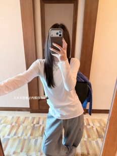 韩国东大门女装2026新款百搭显瘦圆领长袖轻薄百搭内搭T恤衫