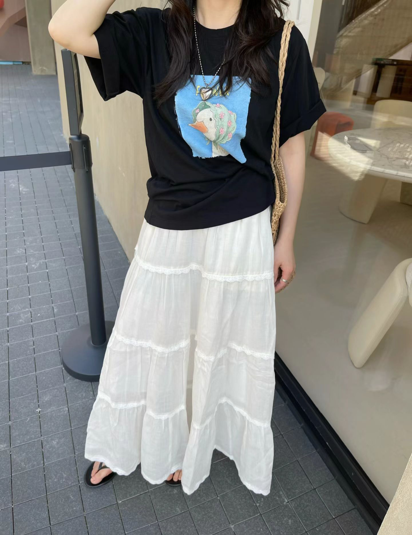 韩国东大门正品女装新款圆领小鸭子短袖T恤宽松显瘦百搭休闲上衣