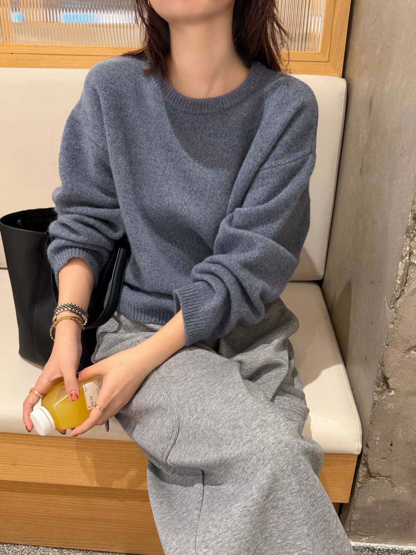 韩国东大门正品女装2026新款百搭显瘦圆领杂色针织衫毛衣针织衫