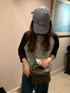 ounce韩国东大门女装百搭显瘦圆领拼色插肩长袖T恤打底衫上衣